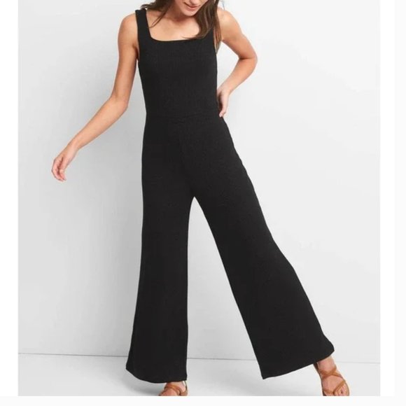 GAP Pants & Jumpsuits Gap Black Ribbed Softspun Square Neck Wide